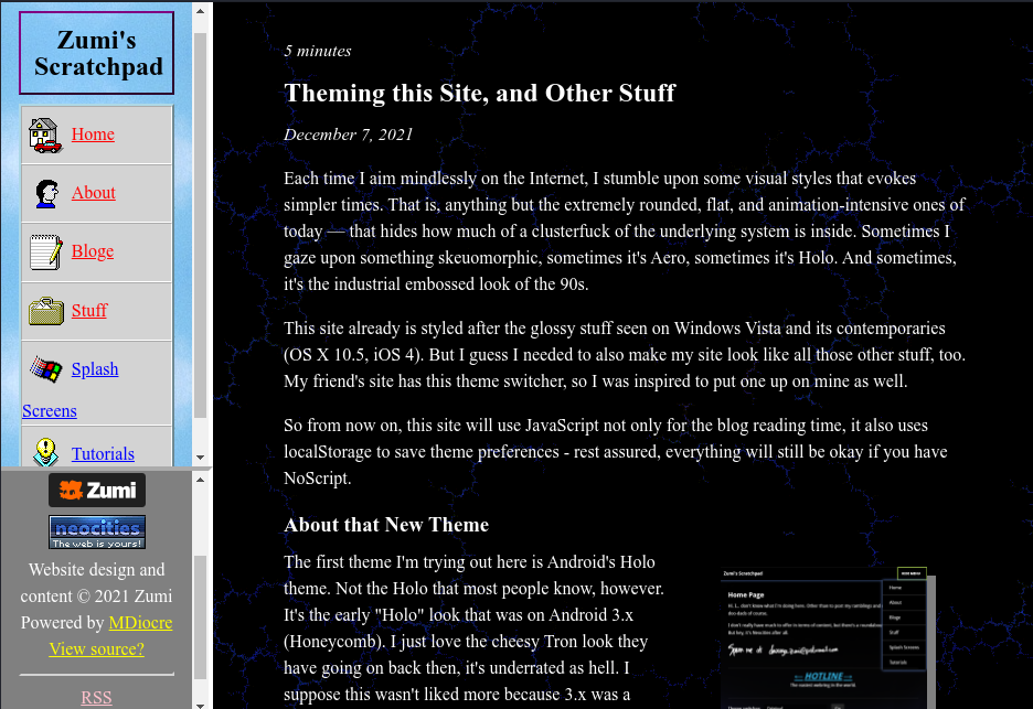 My website with the Geocities theme.