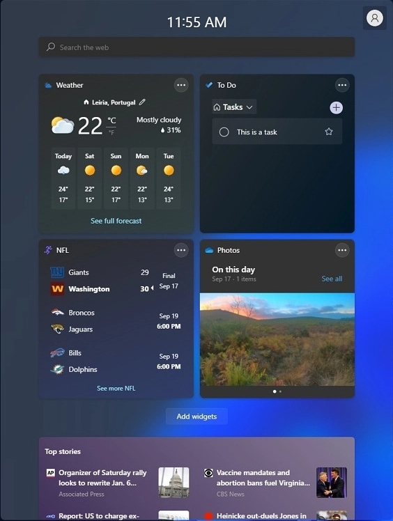 Windows 11 widgets, which is really just Live Tiles by any other name